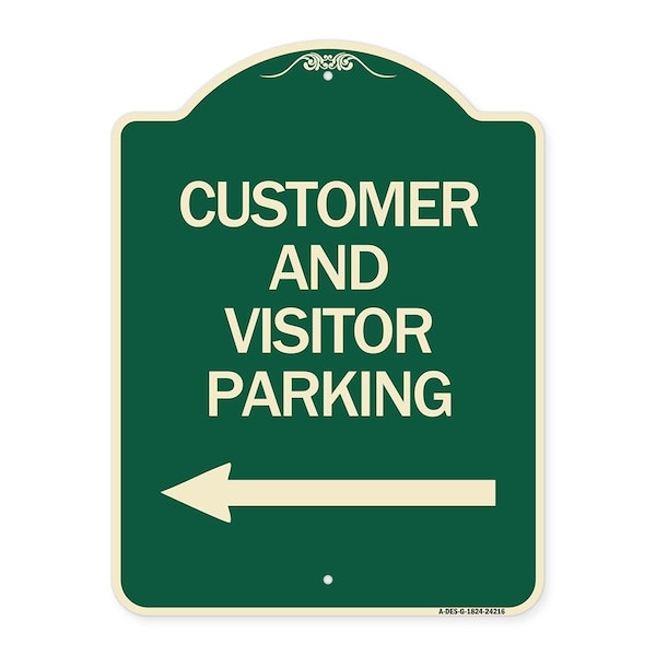 Signmission Customer and Visitor Parking W/ Left Arrow Heavy-Gauge Aluminum Sign, 24" x 18", G-1824-24216 A-DES-G-1824-24216 - main